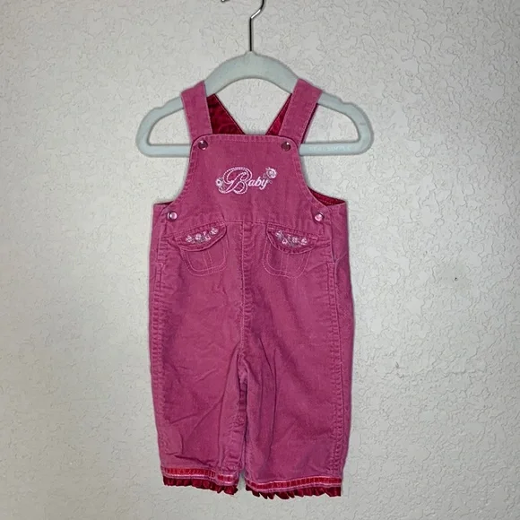 Faded Glory Bottoms Faded Glory Baby Pink Overalls Velvet